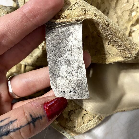 Rare Vintage 90's Forever 21 Bedazzled Gold Lace Glam Grunge Rouched Tank Top - Picture 16 of 16